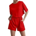 thumbnail image 3 of ibiyuan Women Sets 2 Piece Outfits Women's Casual Shorts Suit Set Floral Jacquard Design Everyday Spring Summer Wear Machine Washable Comfort Outfit, 3 of 5