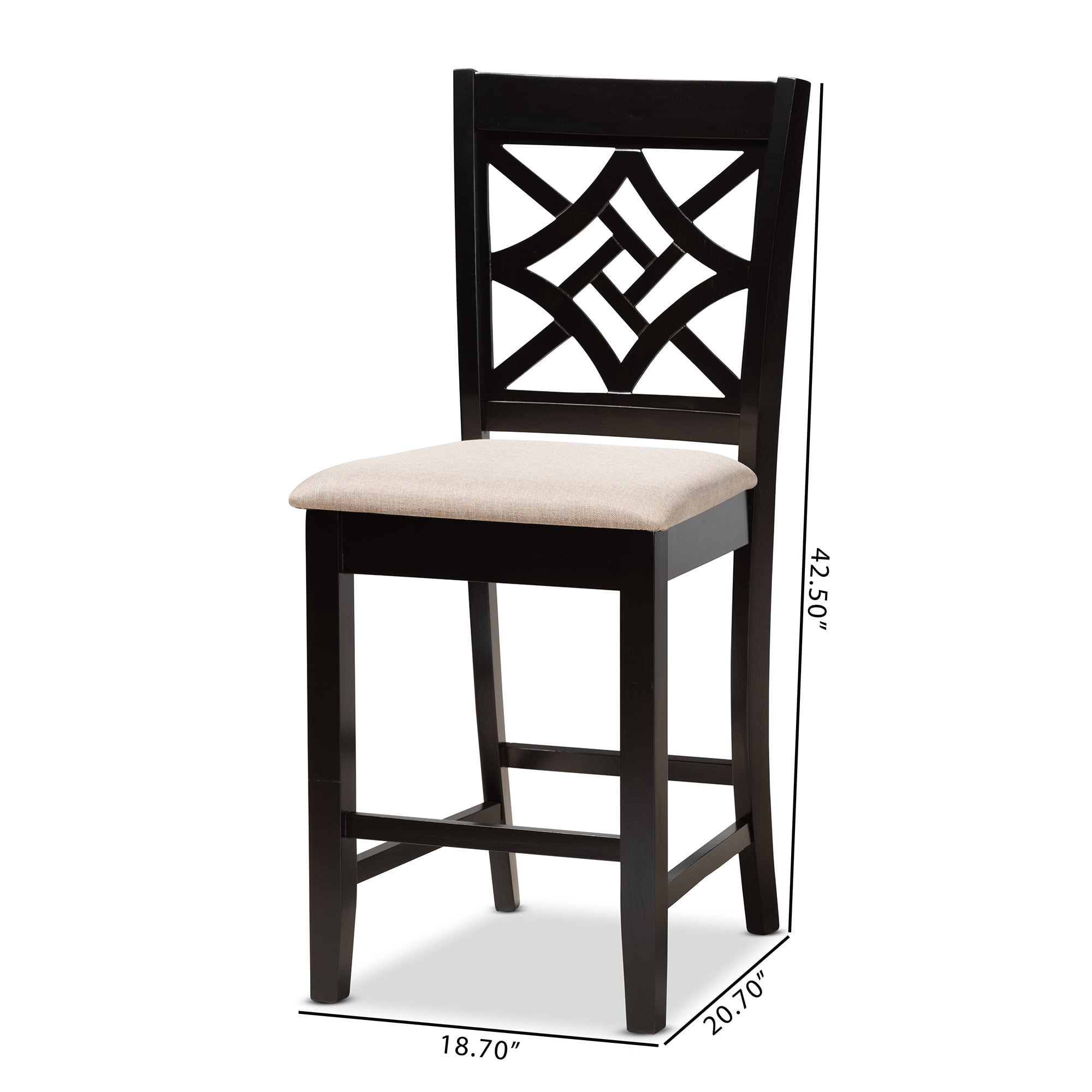 Baxton Studio Nicolette Bar Stool, Sand, Set of 2