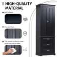 thumbnail image 3 of 70" Tall Storage Cabinet, Modern Multi-Function Large Closet Storage Cabinet with 2 Doors and 3 Drawers, Wood Wardrobe Armoire Closet for Bathroom, Office, Bedroom, Living Room, Black, 3 of 8