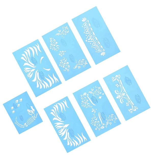 Plantilla de mariposa y flores, 7 piezas/juego, reutilizable, para pintura facial, pintura corporal, plantilla de maquillaje facial, diseño elevado