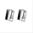 thumbnail image 2 of GKNET Womens 925 Silver Hoop Huggie Earrings Black Square Ear Clip Jewelry, 2 of 6