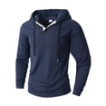 thumbnail image 5 of Men's Solid Color Stand Collar Quarter-Zip Hoodie, Casual Pullover Sweatshirt with Button Placket, Loose Fit Big & Tall Activewear, Fall Spring Gym Workout,Navy,2XL, 5 of 6