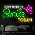 thumbnail image 2 of Craftnamesign Don't Forget To Smile Today Neon Sign, Bedroom Wall Decor, 2 of 5