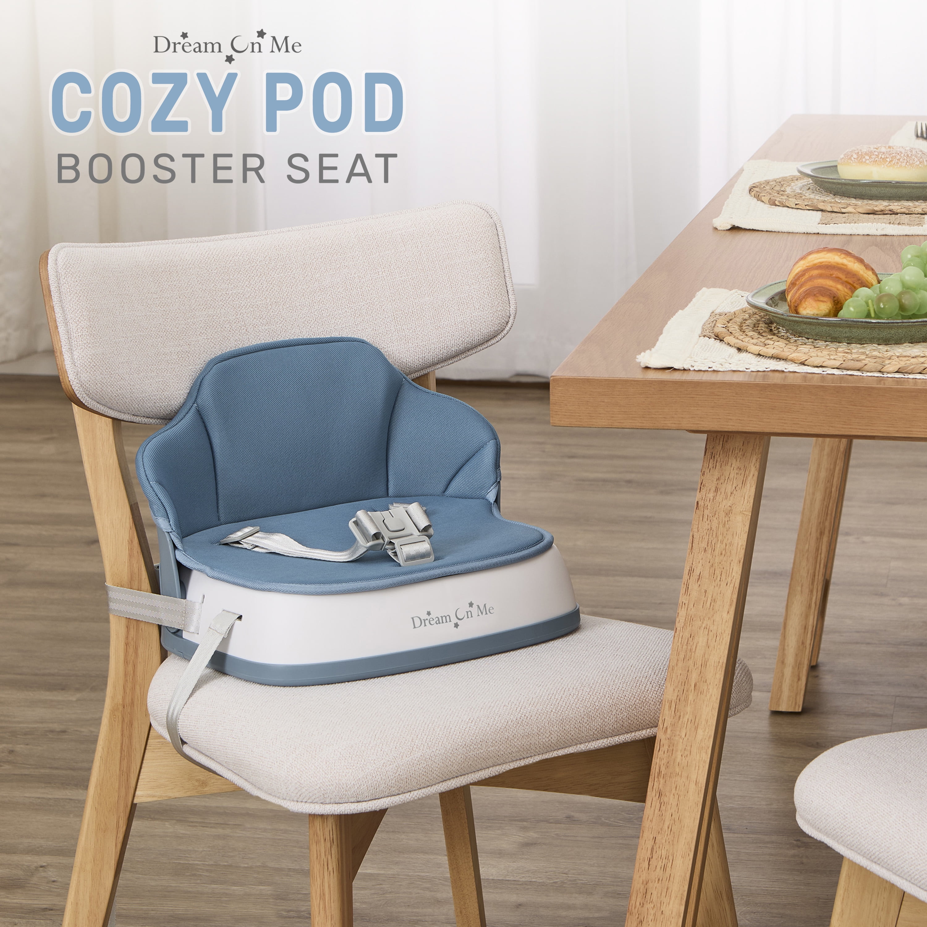 Dream On Me Cozy Pod Booster Seat with Removable Cover, Blue