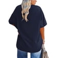 thumbnail image 3 of Langwyqu Solid Color V Neck Women Plus Size Casual Tee Shirt Loose Fit Tunic Tops, 3 of 5