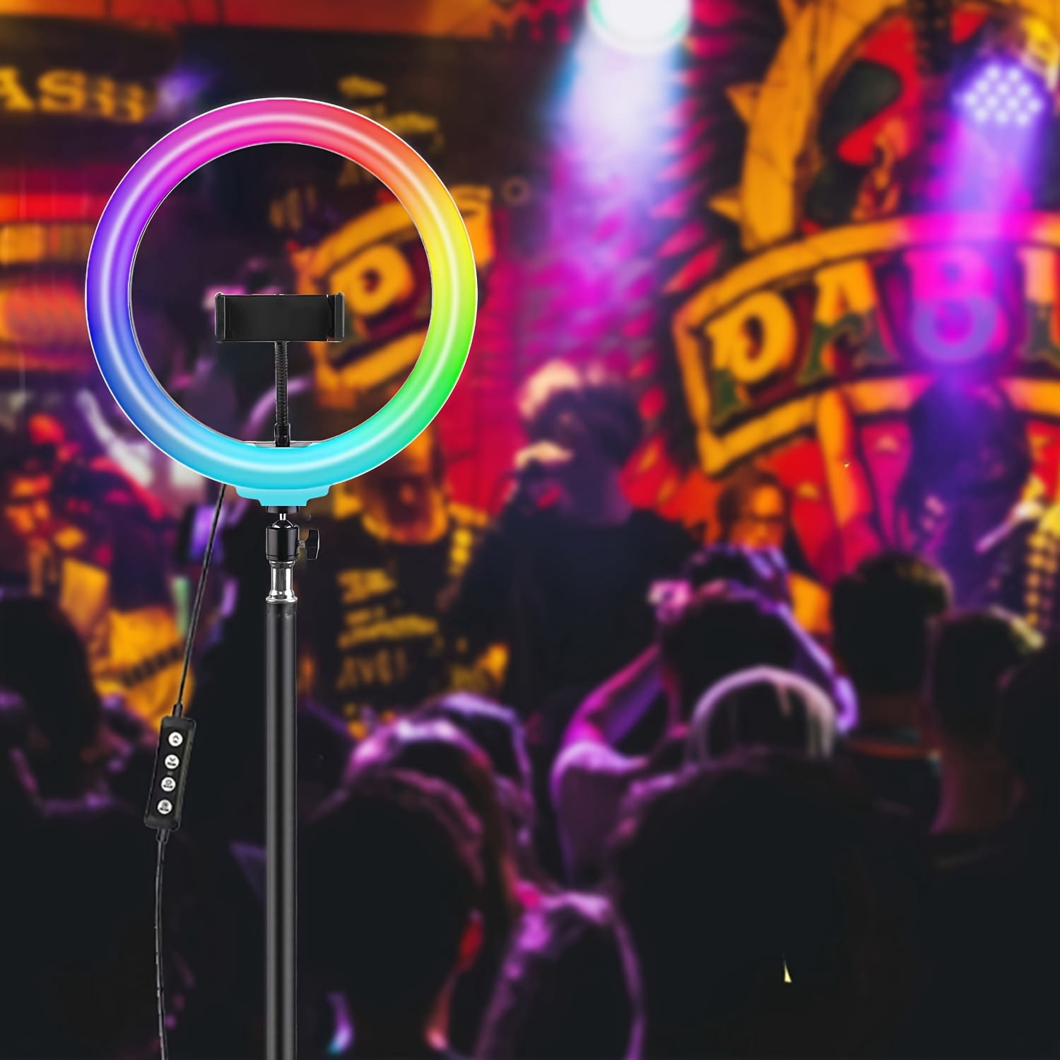 10-inch Upgraded RGB Ring Light with Phone Mount & 63" Stand - Portable for Vlogging, Makeup, Live Streaming & Photography, with Desktop-level Dimming Control