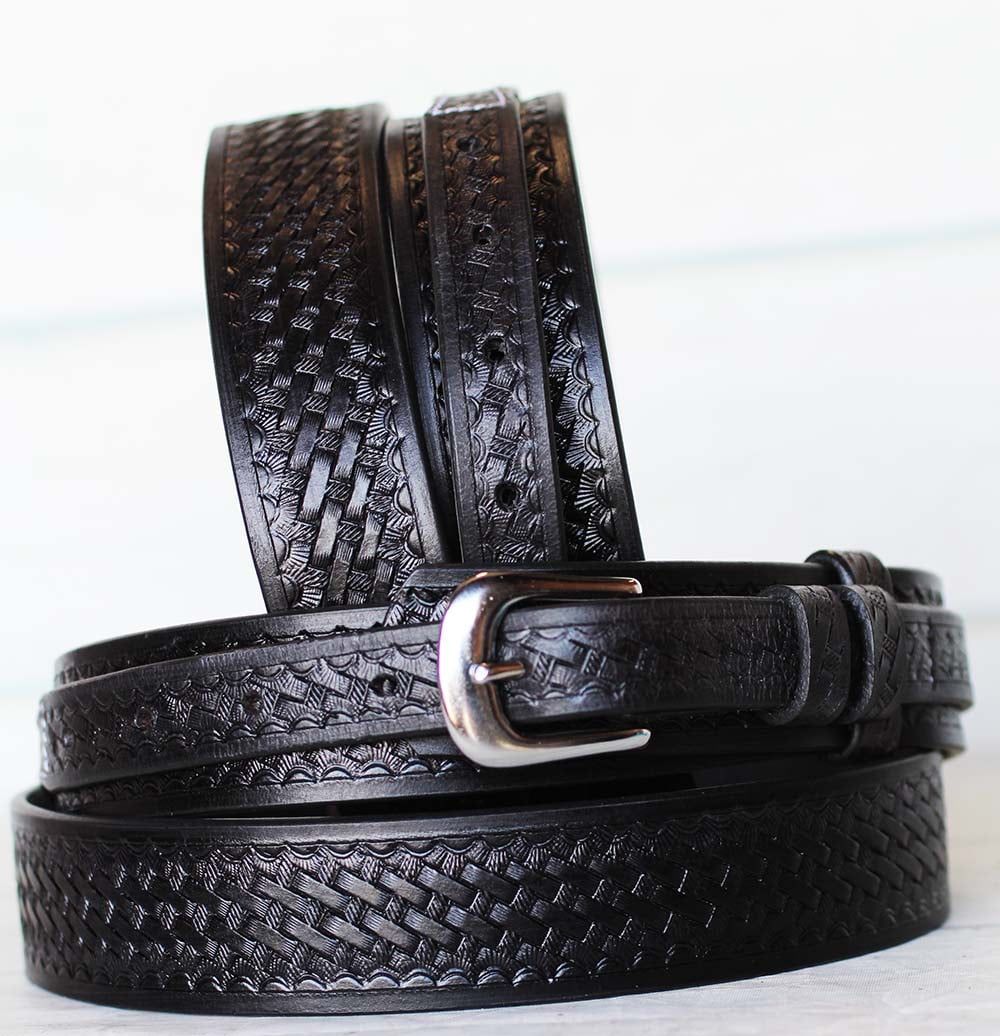 3132 PRORIDER Men's Western RANGER BELT Tooled Leather Basket Weave
