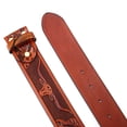 thumbnail image 3 of Classic Western Denim Design Leather Flower/Horse/Bull-head Design Snap Button Belt Men's Women-No Buckle, 3 of 3