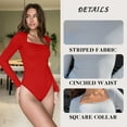 thumbnail image 5 of OQQ women's square ribbed long sleeve bodysuits, 5 of 7