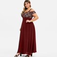 thumbnail image 4 of DondPO Plus Size Dresses for Curvy Women Maxi Dress Women Plus Size Cold Shoulder Floral Lace Maxi Party Evening Camis Long Dress Sundresses for Women Summer Dresses Wine Dress 6XL, 4 of 7