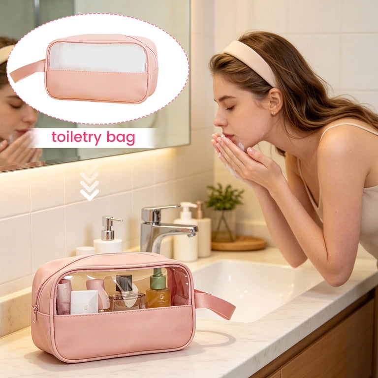 clear pvc toiletry travel kit bag Auseibeely for Women Men, Portable Large Makeup Bag, Waterproof & Draining Transparent Cosmetic Bag, Carry On Airport Airline Compliant Bag : Beauty & Personal Care you can easily store all kinds of cosmetics 3Pcs Crystal Clear PVC Travel