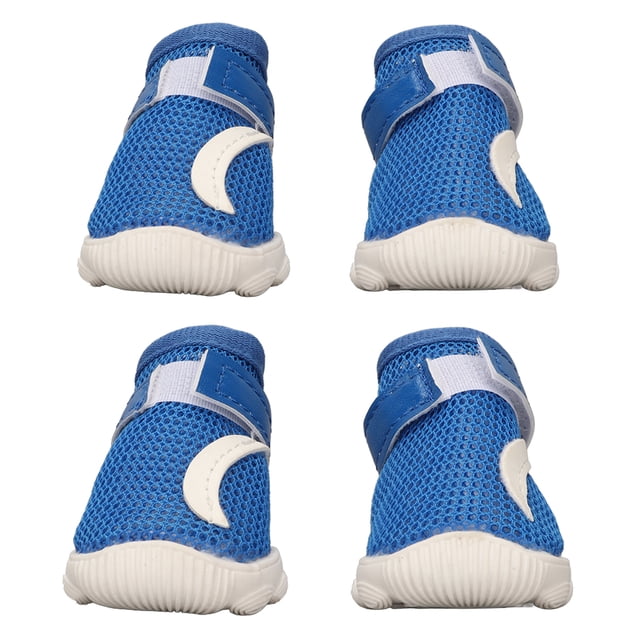 Botas de malla para perros, suaves, transpirables, evitan resbalones, cierre de gancho y bucle, zapatos para cachorros para caminar, escalar, azul tipo 3