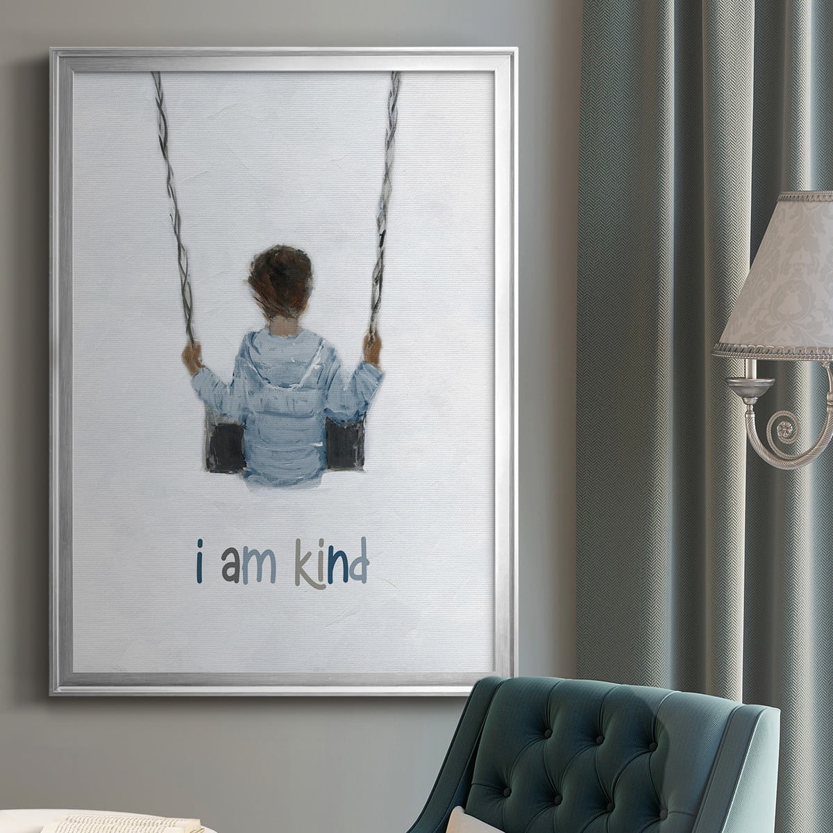 Boy on a Swing Premium Framed Print - Ready to Hang