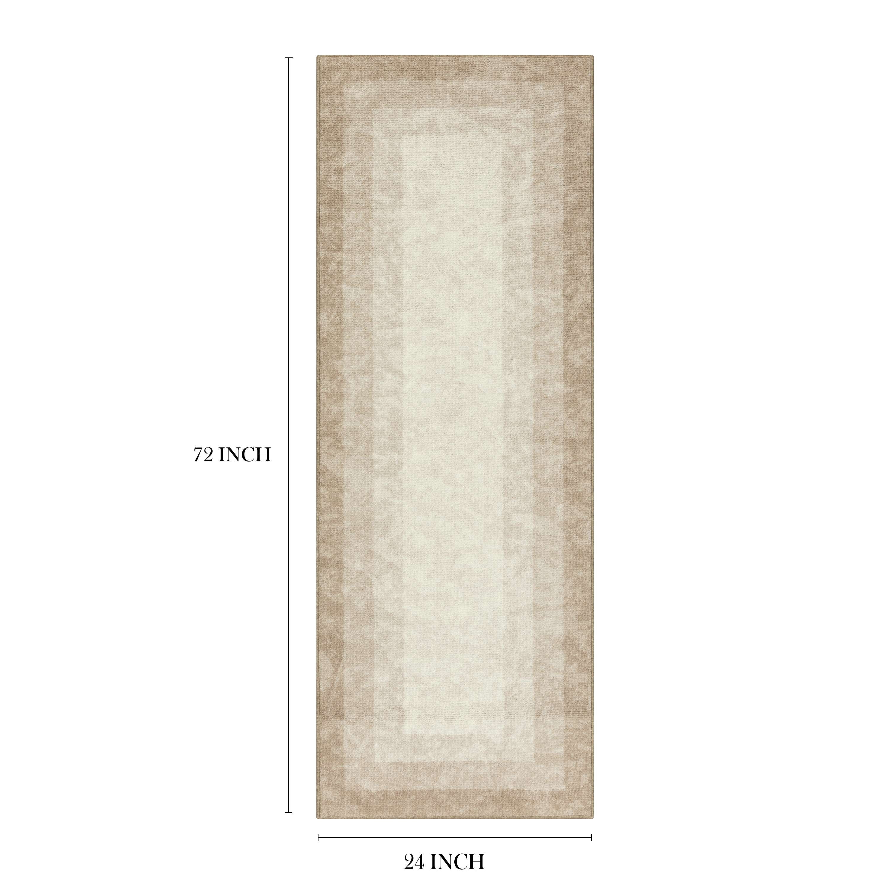 Mainstays Transitional Ombre Border Tan Indoor Runner Rug, 2 ft x 6 ft