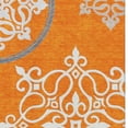 thumbnail image 3 of HomeRoots 669546 10 x 14 ft. Orange Ivory & Gray Floral Medallion Washable Machine Made Rectangle Area Rug with UV Protection, 3 of 9