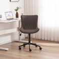 thumbnail image 3 of Kidol & Shellder Brown Desk Chair with Wheels, Adjustable Rocking Cozy PU Mid-Back Office Task Chair, 3 of 7