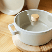 NEOFLAM FIKA Stock Pot for Stovetops and Induction | Wood Handle and Glass Lid | Made in Korea (9.5 / 4.0qt)