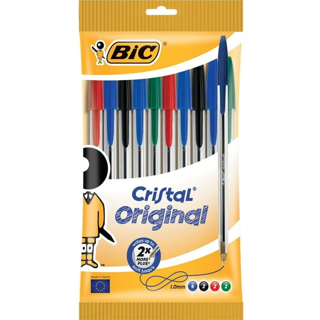 Bolígrafos BIC Cristal Original de punta fina, paquete de 10