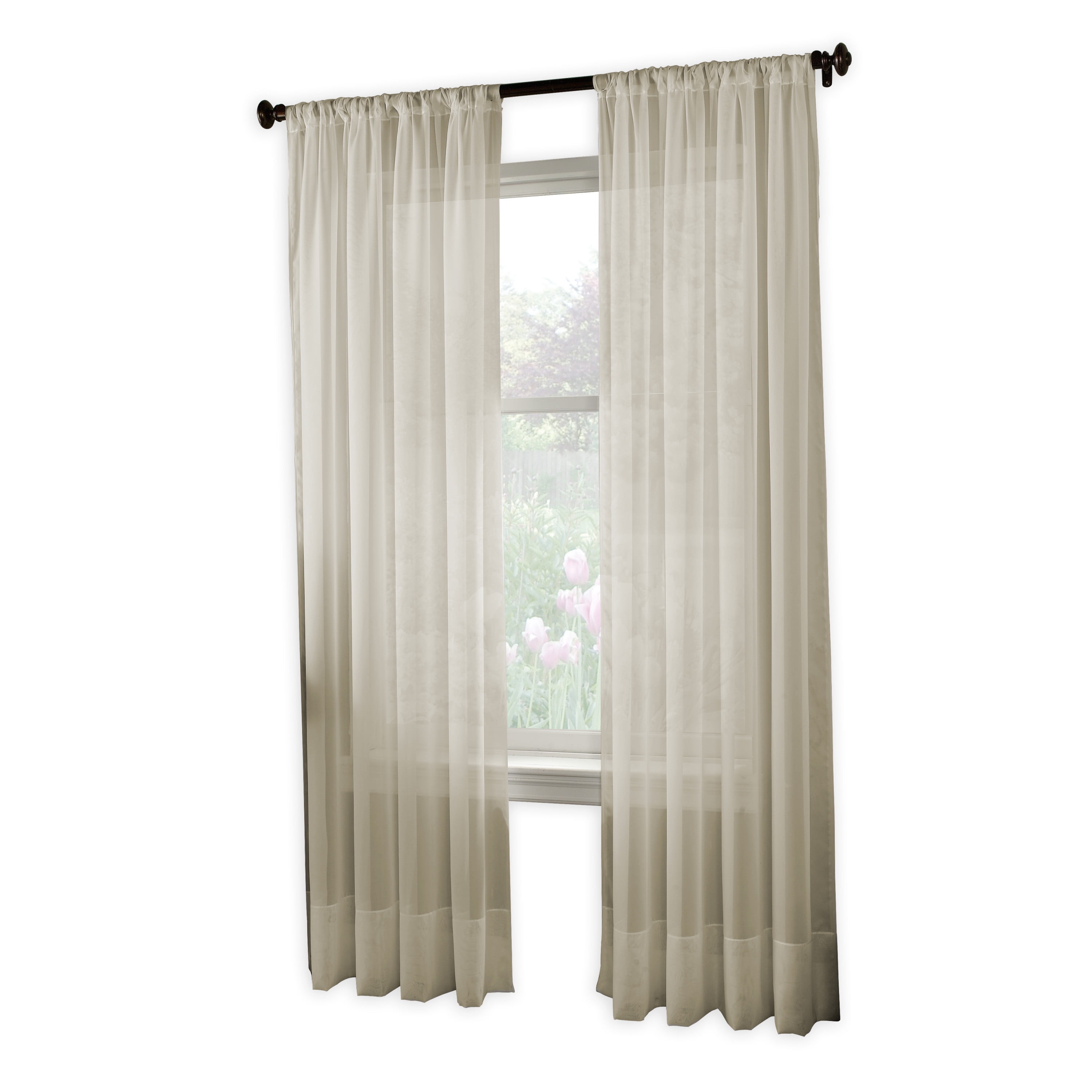 Curtainworks Soho Voile Indoor Curtain, Polyester Sheer Poletop Single Panel, Oyster, 59" x 144", Adult