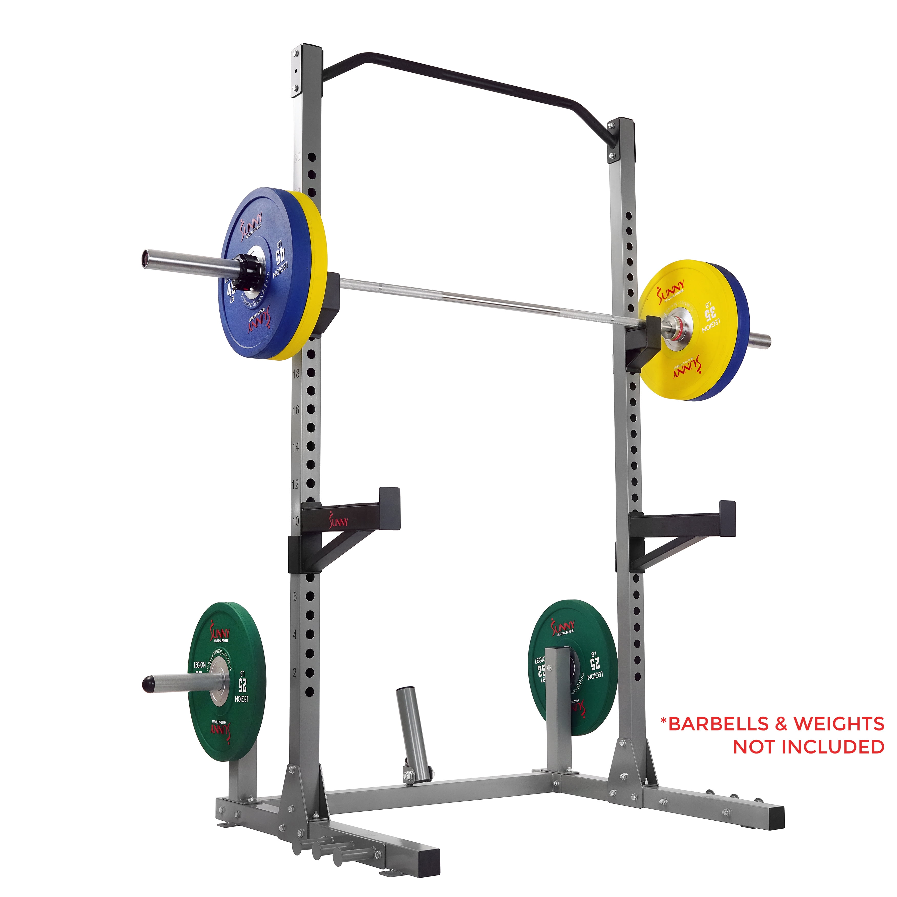 Sunny Health & Fitness Power and Squat Rack with High Weight Capacity, Olympic Weight Plate Storage and 360° Swivel... by Sunny Health & Fitness
