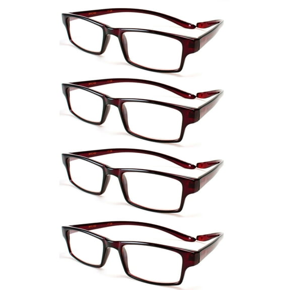 4 PairsNewbee Fashion - Basic Simple Geeky Comfortable Wrap Around Reading Glasses,  1.50