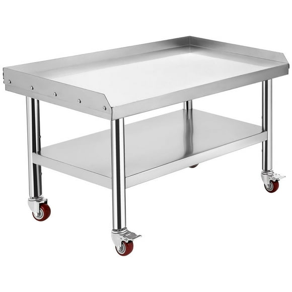 Heavy-Duty Stainless Steel Work Table, 36"x30"x24" with Adjustable Legs & Spill Containment for Restaurants & Food Service