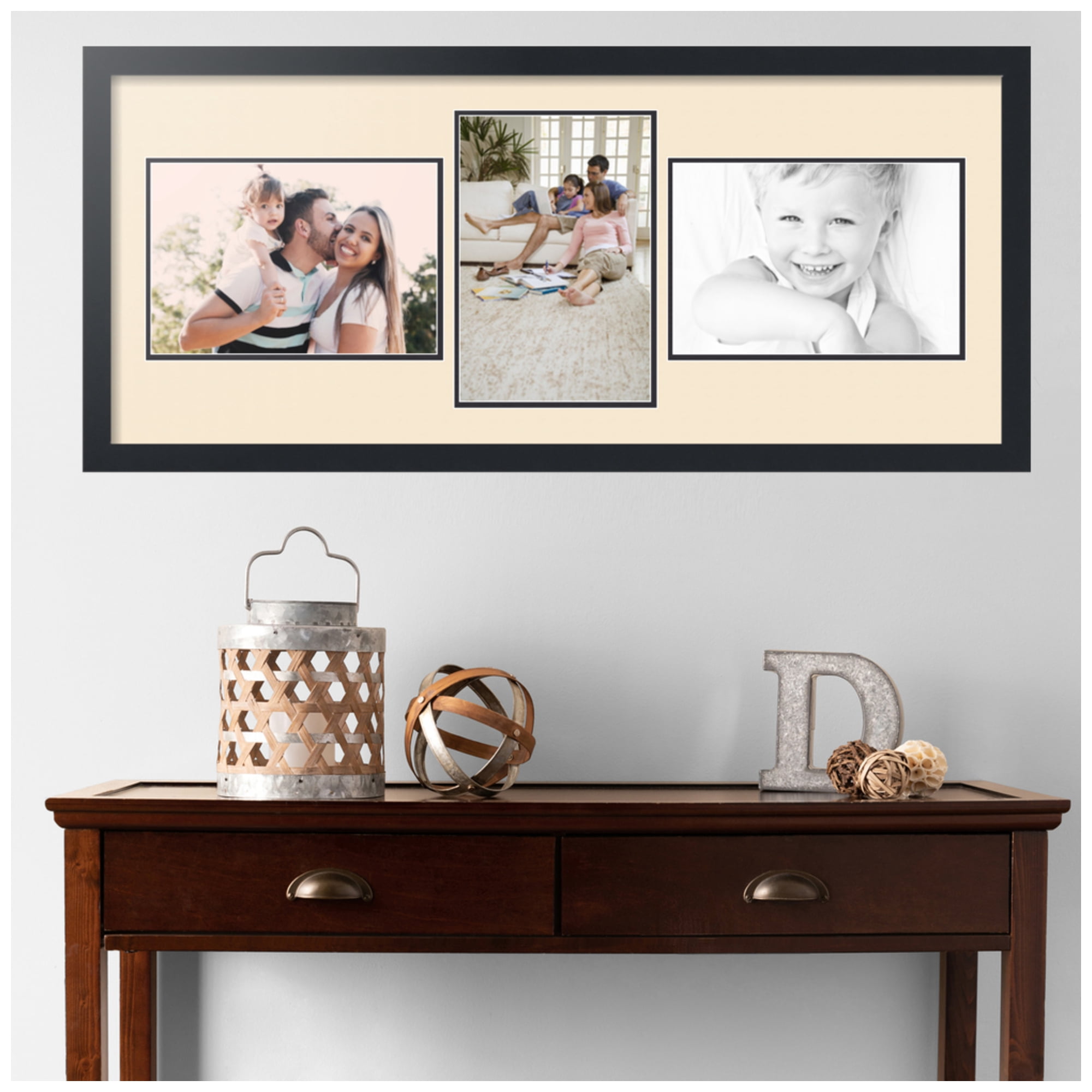 ArtToFrames Collage Photo Picture Frame with 3 - 8x12 Openings, Framed in Black with Alabaster and Black Mats (CDM-3926-99)