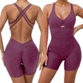 thumbnail image 2 of Women's Workout Jumpsuit Shorts Gym Yoga Outfit Activewear Stretchy Comfortable Pure Color Summer Fitness Clothes For Women, 2 of 2