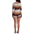 thumbnail image 4 of Qiylii Women's Playsuit Rib Knit Gradient/Solid Long Sleeve Crew Neck Front Cutout Slim Short Jumpsuit, 4 of 5