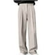 thumbnail image 2 of Pantalones largos para hombre, color liso, con cremallera, botones, pierna recta, pierna ancha, pantalones de traje casuales, pantalones de poliéster para hombre, 2 of 6
