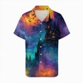 thumbnail image 5 of Towmus Womens Halloween Hawaiian Shirt Cute Pumpkin Spooky Castle Graphic Tee Magical Halloween Short Sleeve Button Up Tops, 5 of 6