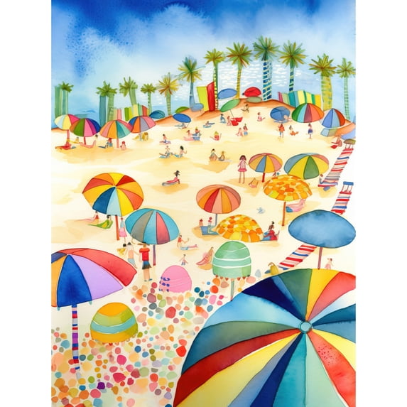 Tropical Summer Beach Folk Art Unframed Wall Art Print Poster Home Decor Premium