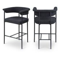 Meridian Furniture Malin Black Boucle Fabric Counter Stool (Set of 2)