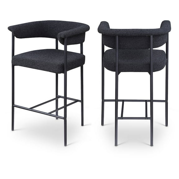 Meridian Furniture Malin Black Boucle Fabric Counter Stool (Set of 2)