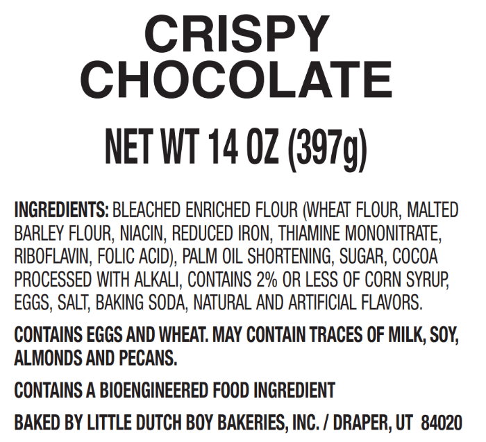 Little Dutch Boy Bakery Crispy Chocolate Gourmet Cookie Tin, 14 oz, Approx. 27 Ct