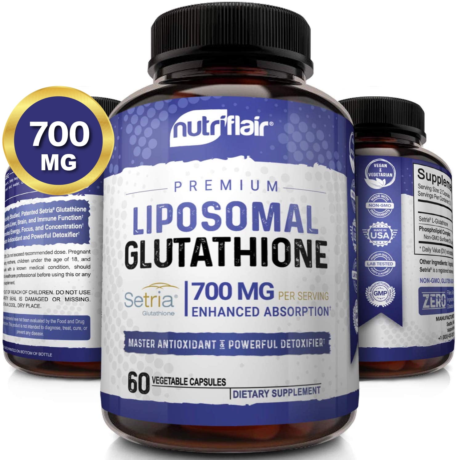 NutriFlair Liposomal Glutathione Setria® 700mg Pure Reduced, Stable