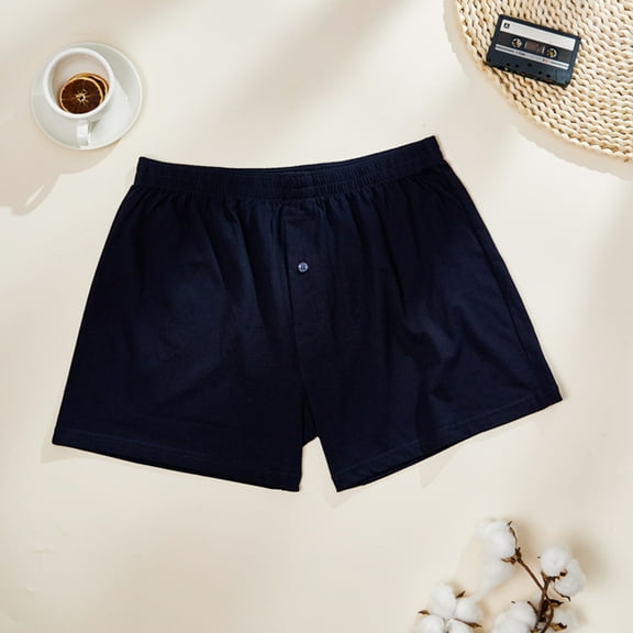 EOYWHK 100% Cotton Boxer Shorts for Men Lounge Shorts Elastic Waist Soft Woven Knit Solid Color Pajama Shorts