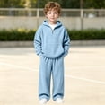 thumbnail image 5 of RMGVDSD Boys Clothes 2 Piece Fashion Fall Outfits Quarter Zip Hoodie Sweatshirts Wide Leg Sweatpants Solid Color Sweatsuit Sets With Pockets 8-9 Years, 5 of 7