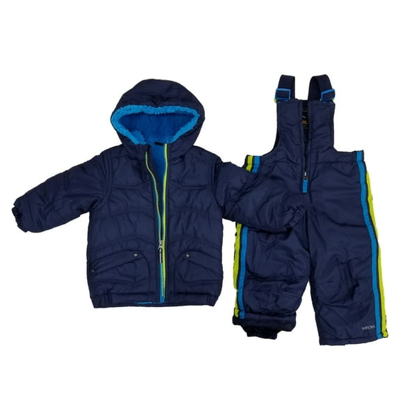 Infant Boys 2-Piece Navy Sherpa Coat & Snow Bibs Snowsuit Set