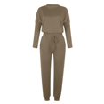 thumbnail image 4 of BLOCLOALO 2 Piece Lounge Set Pullover Crewneck Sweater Women's Outfit Crewneck Pullover Tops and Long Pants Sweatsuits Long Sleeve Tops Sweatpants and Sweatshirt Set Womens Lounge Outfit Khaki 5Xl, 4 of 5