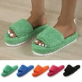 thumbnail image 6 of Nrmvnmi Women's Slippers Summer Open Toe Thick Soled Furry Slippers and Furry Solid Color Home Shoes Green Mothers Day Gifts, 6 of 6