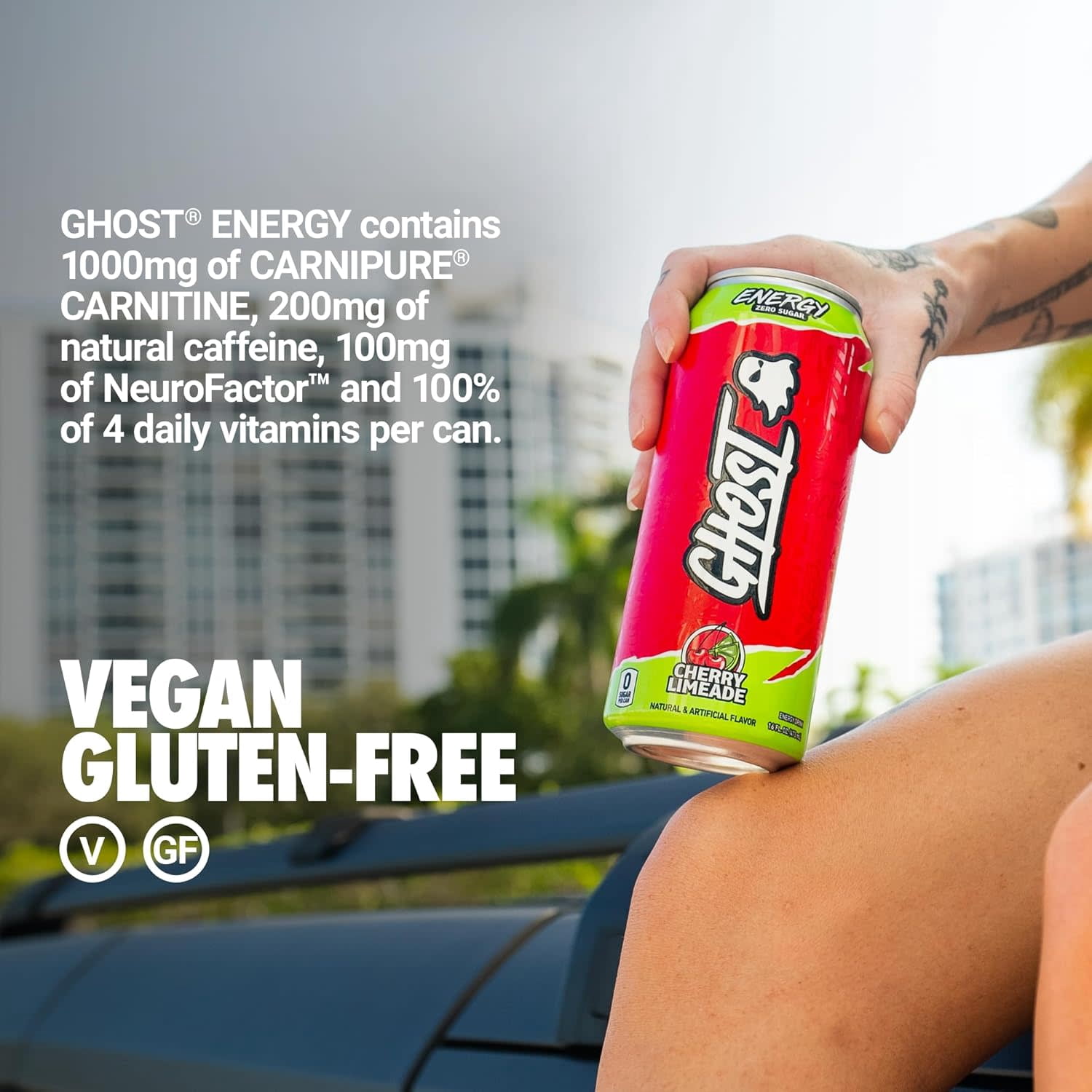 GHOST® ENERGY Zero Sugars Energy Drink, Cherry Limeade, 200mg Natural Caffeine, 16 fl oz Can