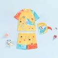thumbnail image 2 of vigerkar Toddler Boys Swimsuit Set Rash Guard Boys' Swimwear Two Piece Bathing Suit and Swim Trunk with Hat UPF 50+ 18M-8Y (Light Yellow, 5-6 Years), 2 of 7