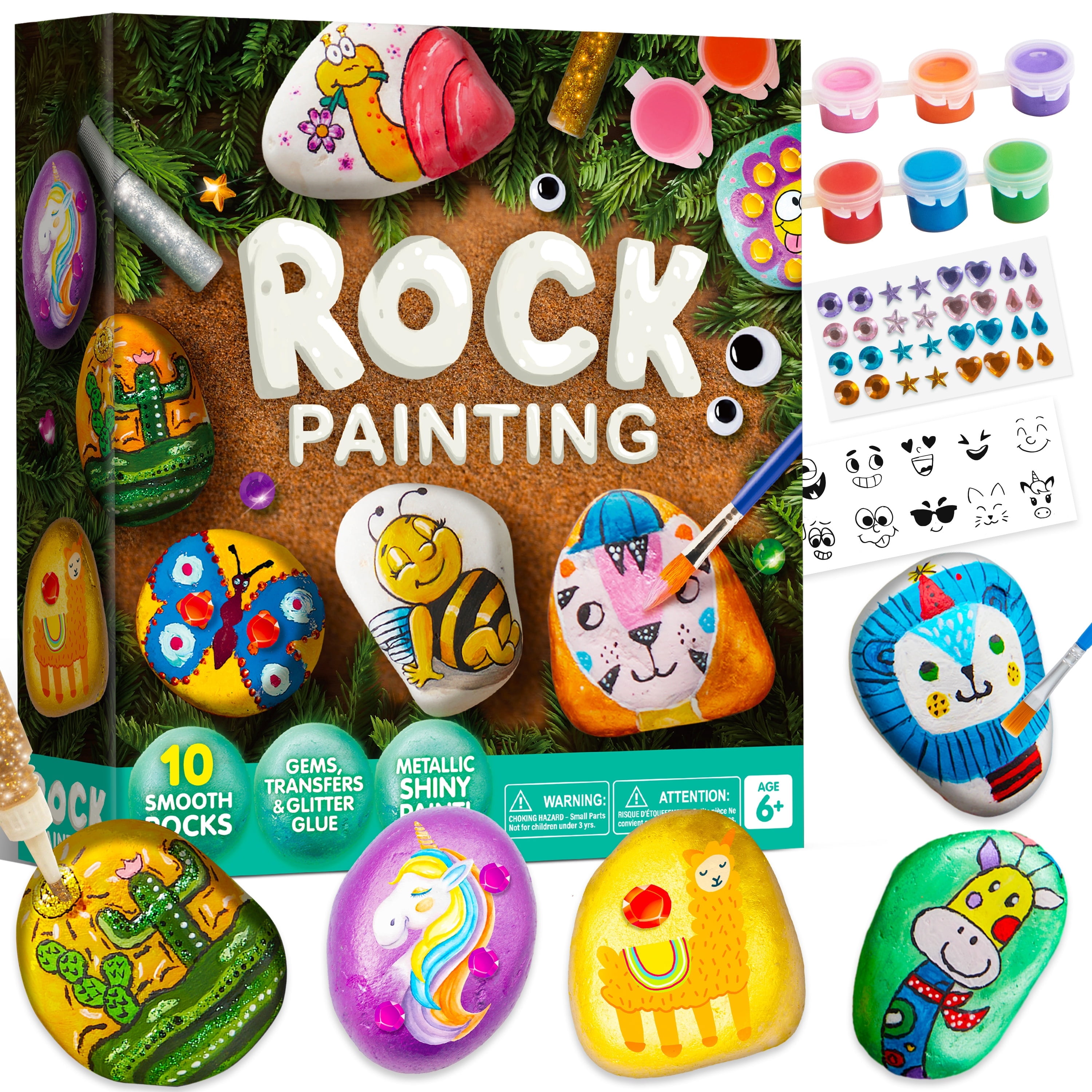 (2 pack) Joyfy 10 Pcs Rock Painting Kit for Kids Ages 6-8-12,Home Creativity Arts And Crafts Kit for Family Indoor Activity,Christmas Birthday Gift for Boy Girl