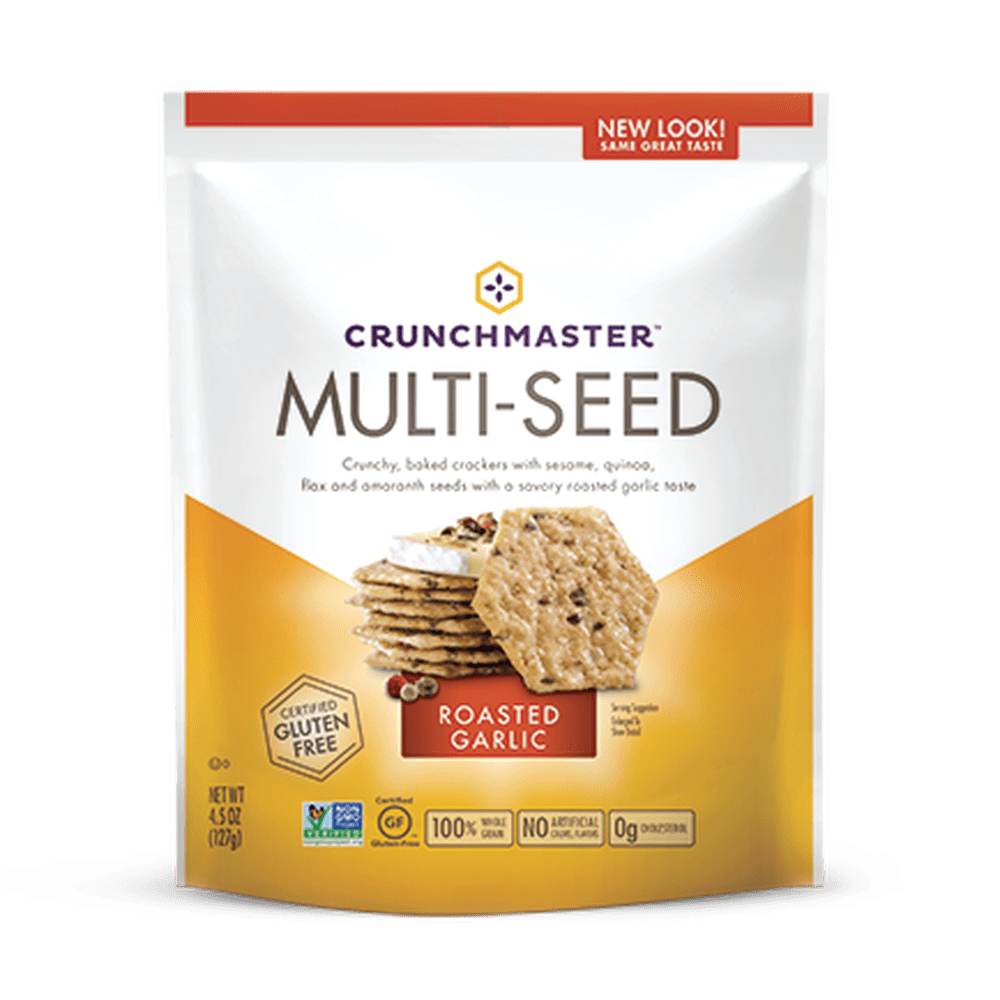 Crunchmaster MultiSeed Roasted Garlic Cracker, 4.0 OZ (Pack of 12)