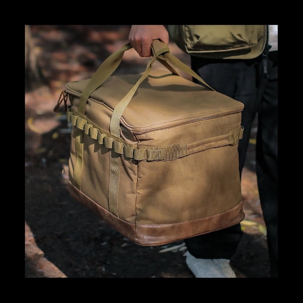 Bolsa Comida para Acampar Al Aire Libre,LáMpara Almacenamiento Grande,Bolsa Vajilla,Herramienta Campamento,Bolsa Viaje para Campamento,Bolsa Almacenamiento para Acampar,Color Caqui
