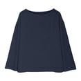 thumbnail image 4 of Yuhangmm Womens T Shirts, Summer Boat Neck Long Sleeve Oversized Casual Loose Fit Tunic Yoga Shirts Women Navy M, 4 of 6