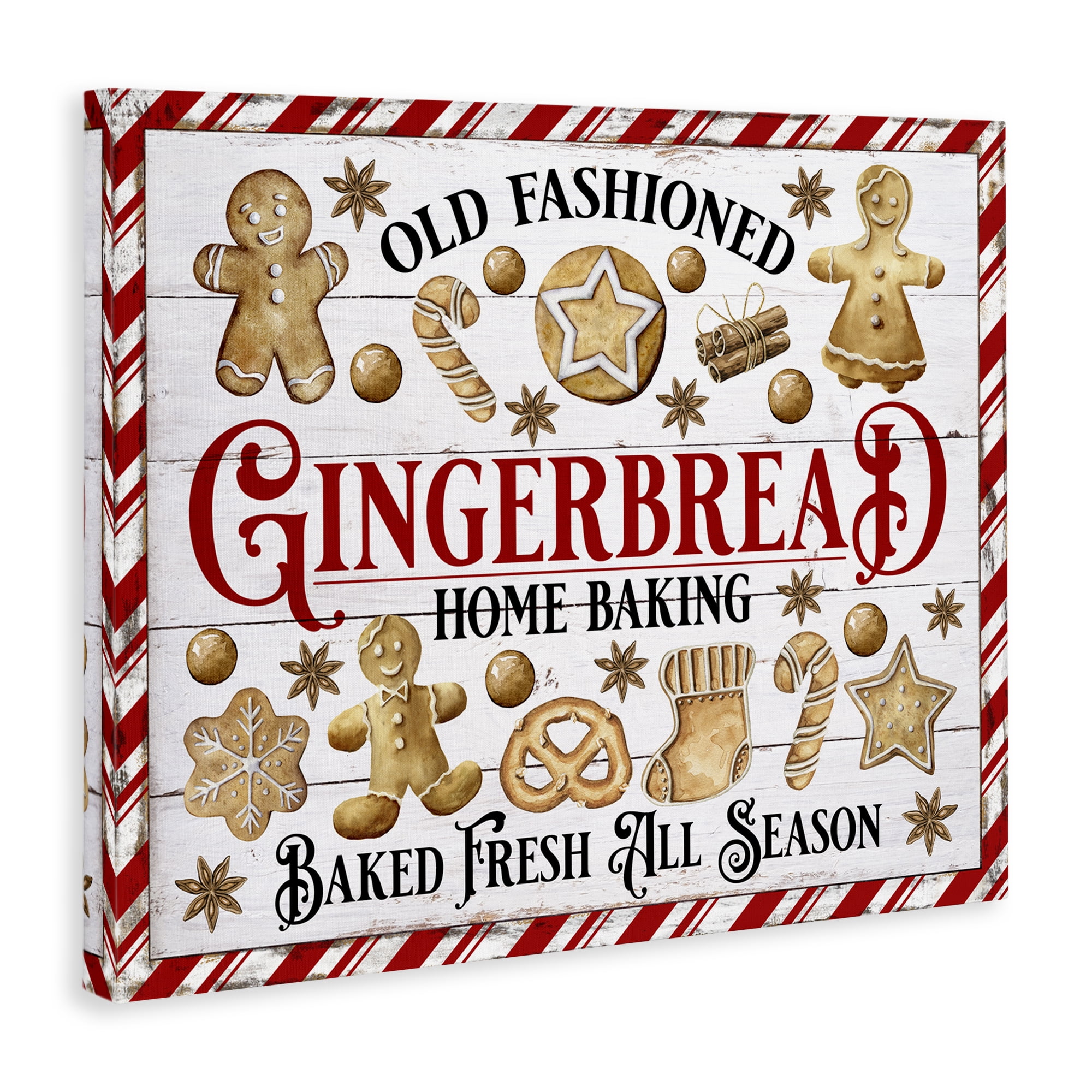 Stupell Industries Old Fashioned Gingerbread Holiday Painting Gallery Wrapped Canvas Art Prints Wall Art, 20 x 16
