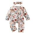 thumbnail image 2 of Baby Onesies Girl Newborn Infant Girls Floral Long Sleeve Romper with Headband Baby Rompers Girl White 18-24 Months, 2 of 6
