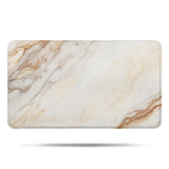 White Gold Marble Pattern Bathroom Rugs Mat,Non Slip Microfiber Bathroom Rug,Rubber Backing,Soft Bathroom Mats for Bathroom Floor,Tub and Shower,17x30in(43x75cm)
